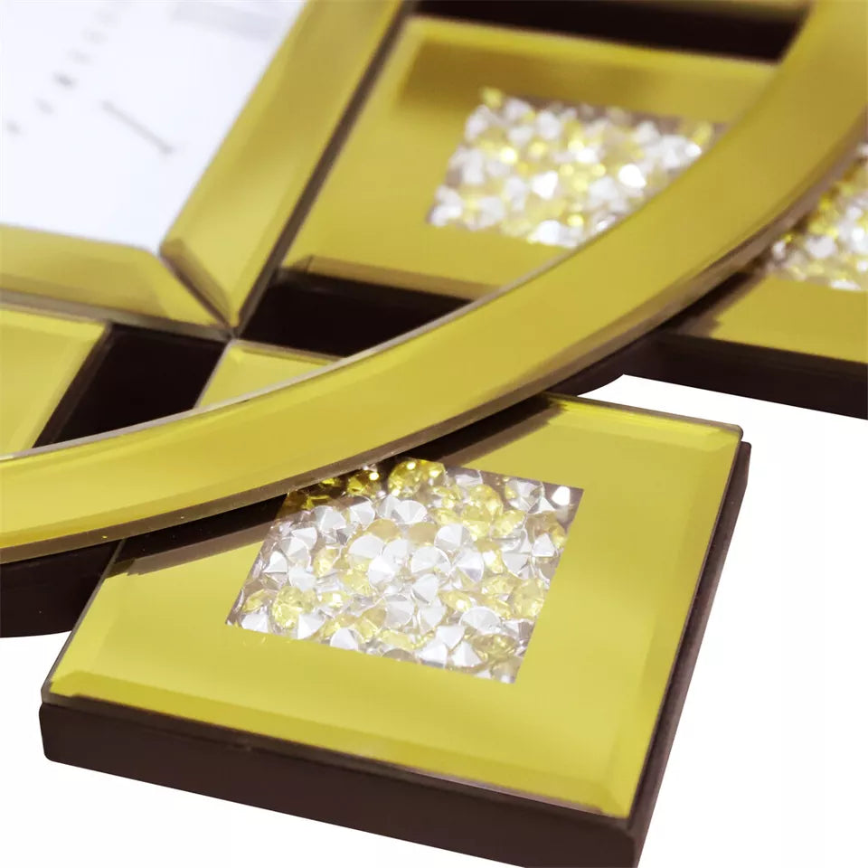 Mirrored Wall Clock with Crushed Diamonds AU