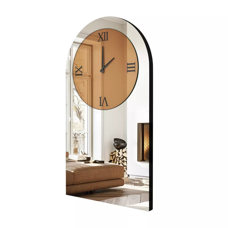 Buy Modern Arched Silver Mirror Clock AU