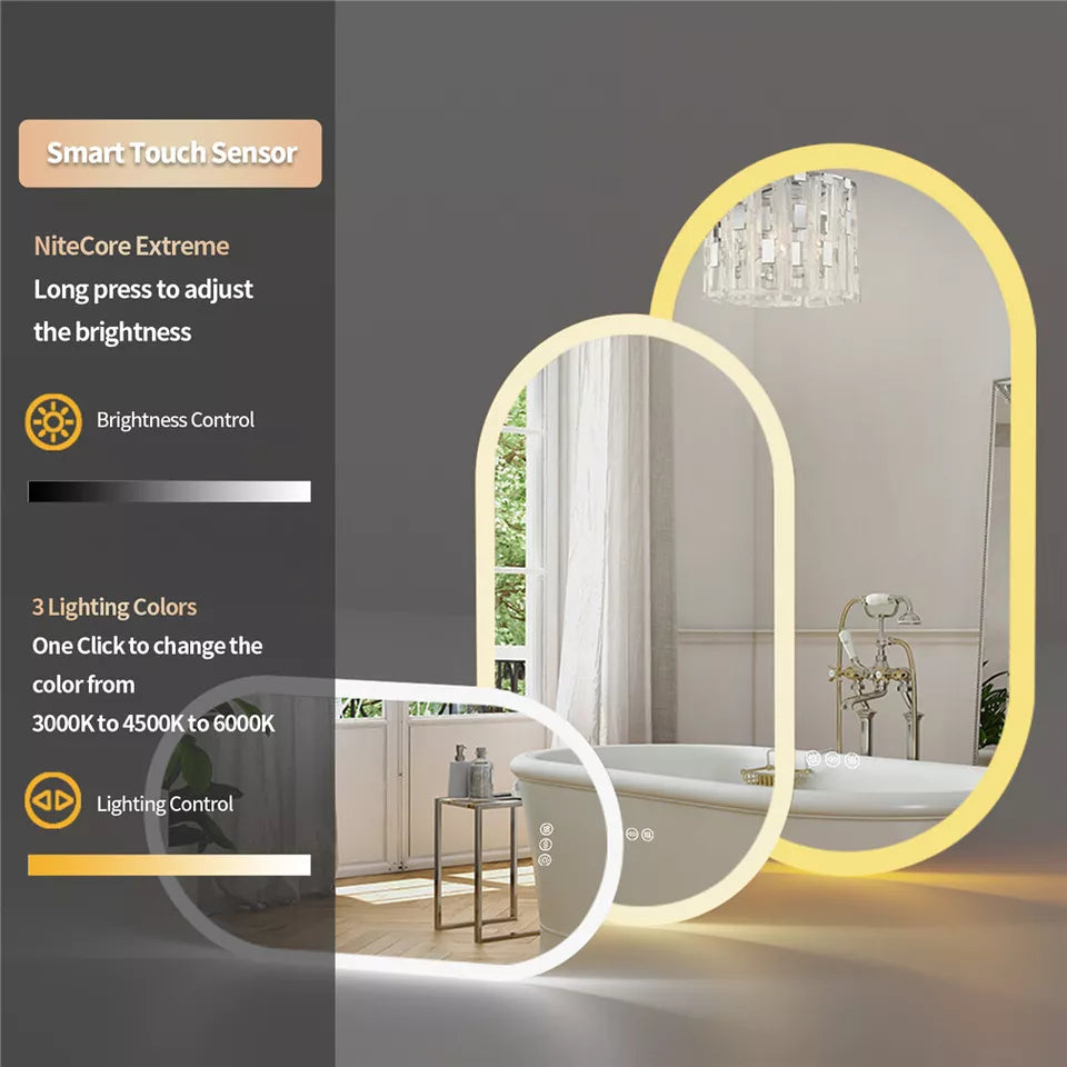 Oval LED Bathroom Mirror with Anti-Fog Australia