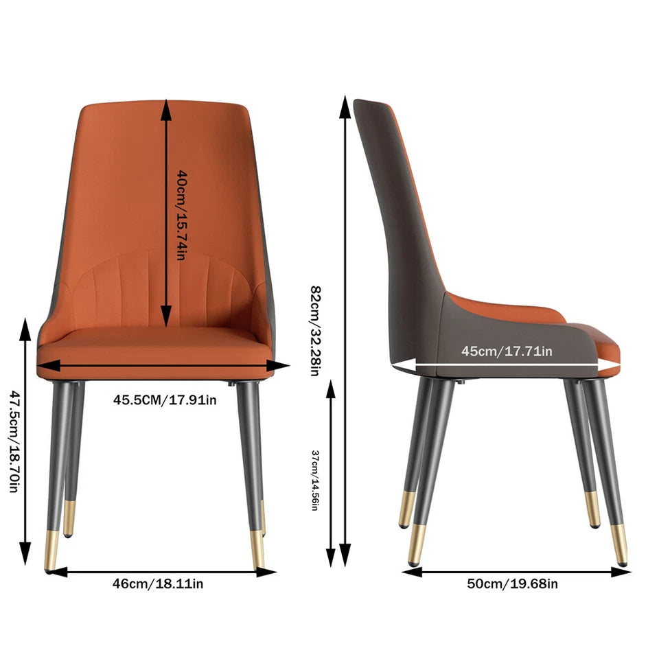 2x Dining Chairs Anti-Scratch Leather Padded Seat Kitchen Chairs