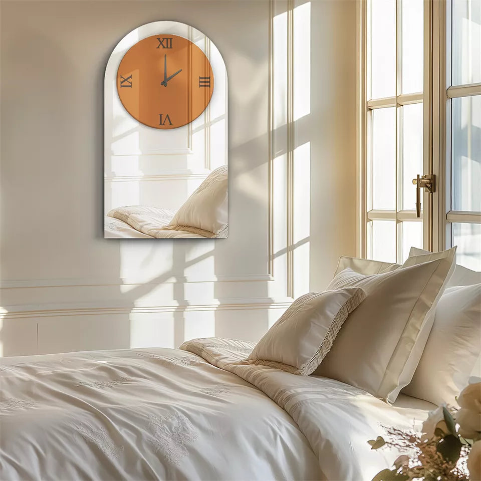 Arched Silver Mirror Clock AU