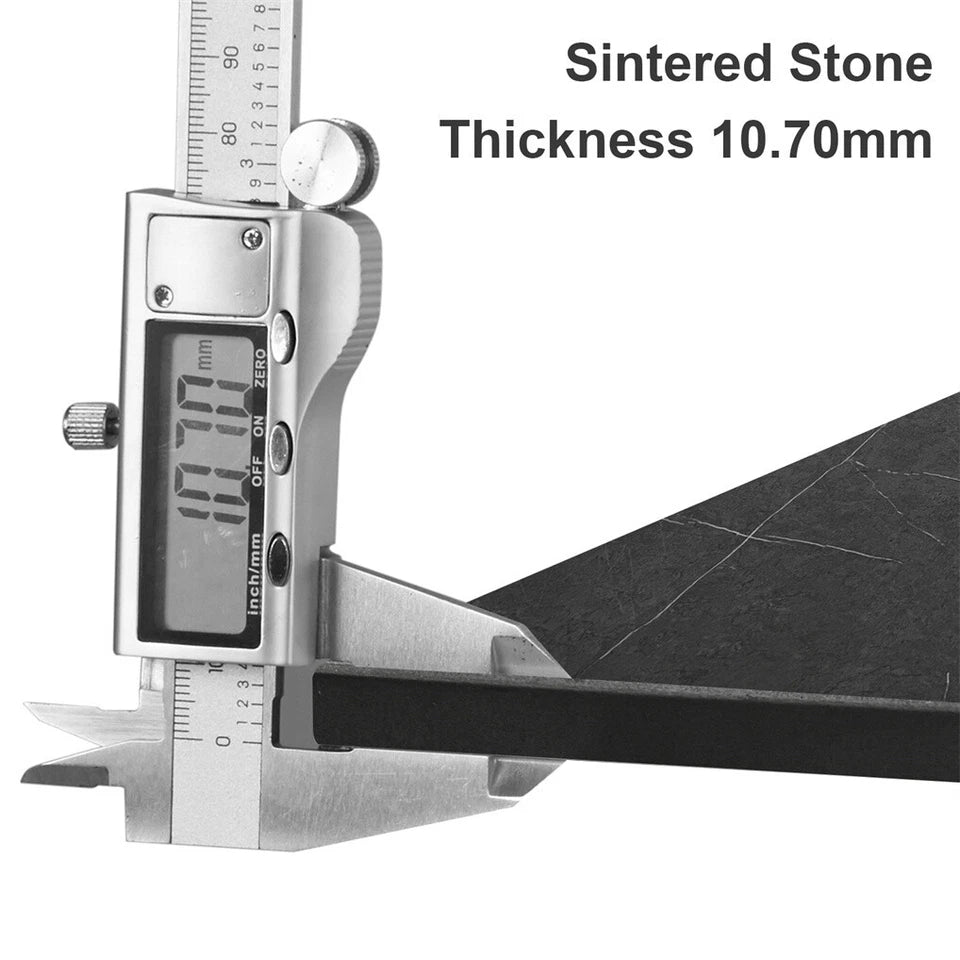 White Sintered Stone Rectangular Nesting Tables with Black Metal Frame