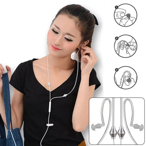 White Air Tube Stereo Earbuds with Mic, Anti-Radiation, Noise Isolation and 3.5mm Jack