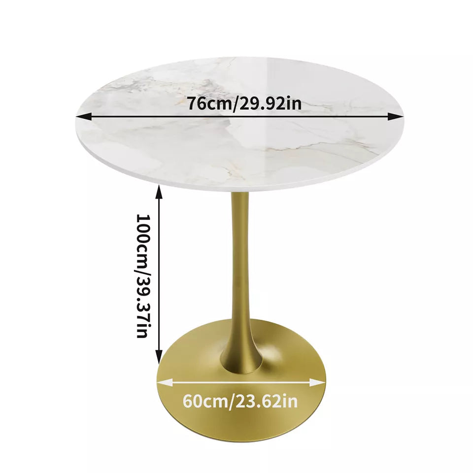 Glossy Jade Round Sintered Stone Bar Table With Gold Base For Elegant Interiors