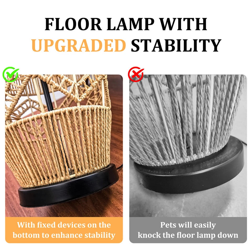 Natural Rattan Handcrafted LED Floor Lamp 93.5cm