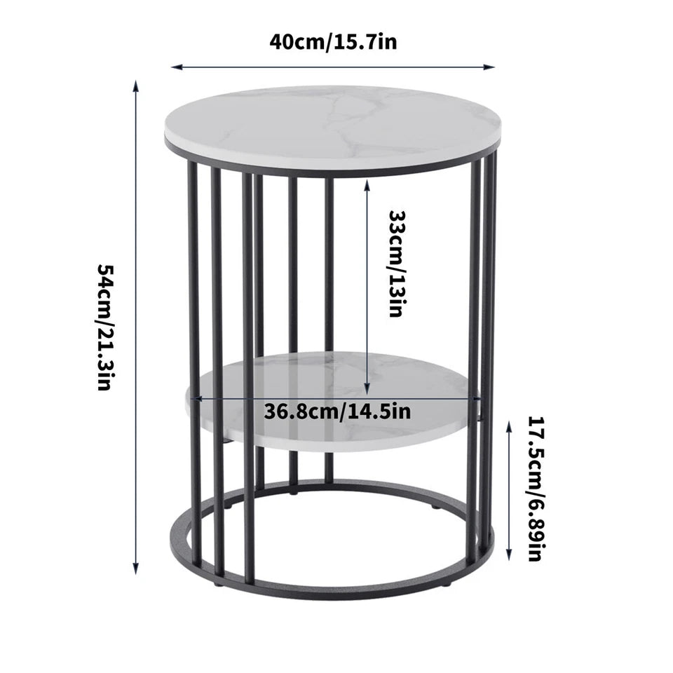 Heavy Duty Marble Side End Table Coffee Table Flower Tray Open Shelf Nightstand