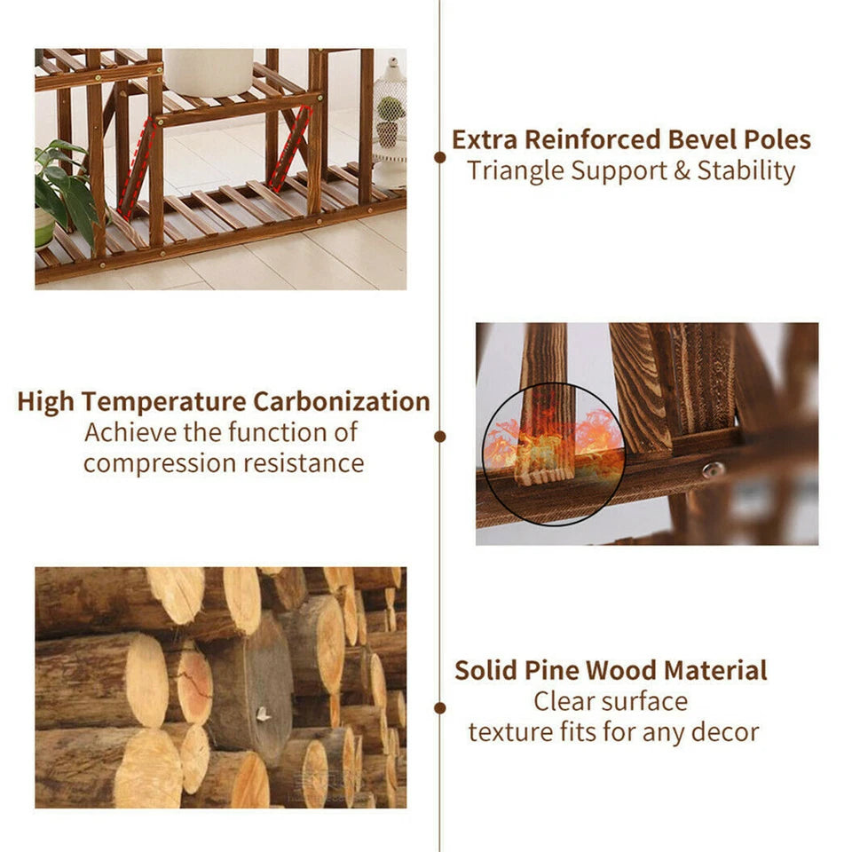 Large Wood Plant Stand Shelf
