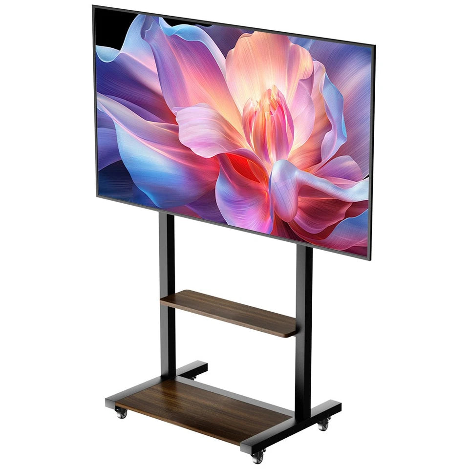 Adjustable Rolling TV Stand for 40 to 86 Inch Screens with Shelves