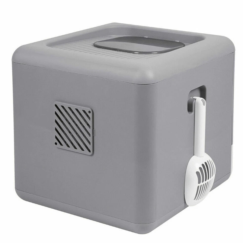 Foldable Fully Enclosed Hooded Cat Litter Box Self-Cleaning Kitty Toilet with Tray