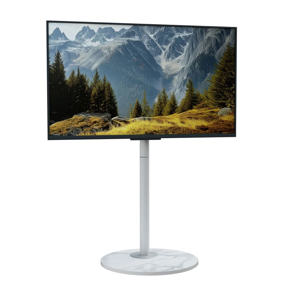White 40-75 Inch Swivel TV Floor Stand with Sintered Stone Base and Height Adjust