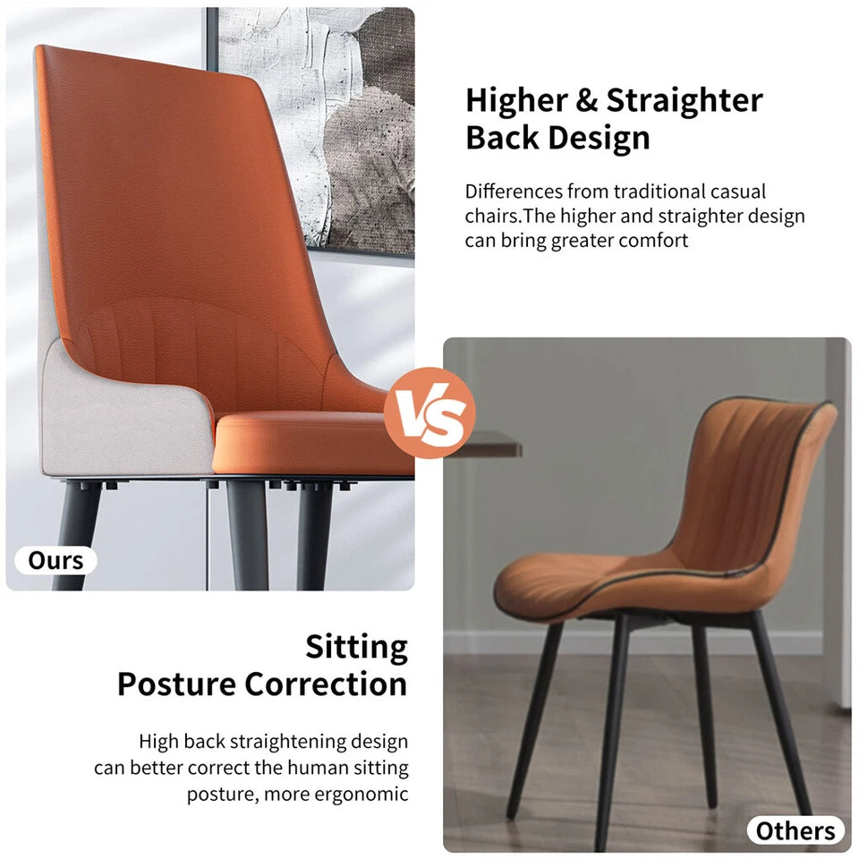 2x Dining Chairs Anti-Scratch Leather Padded Seat Kitchen Chairs