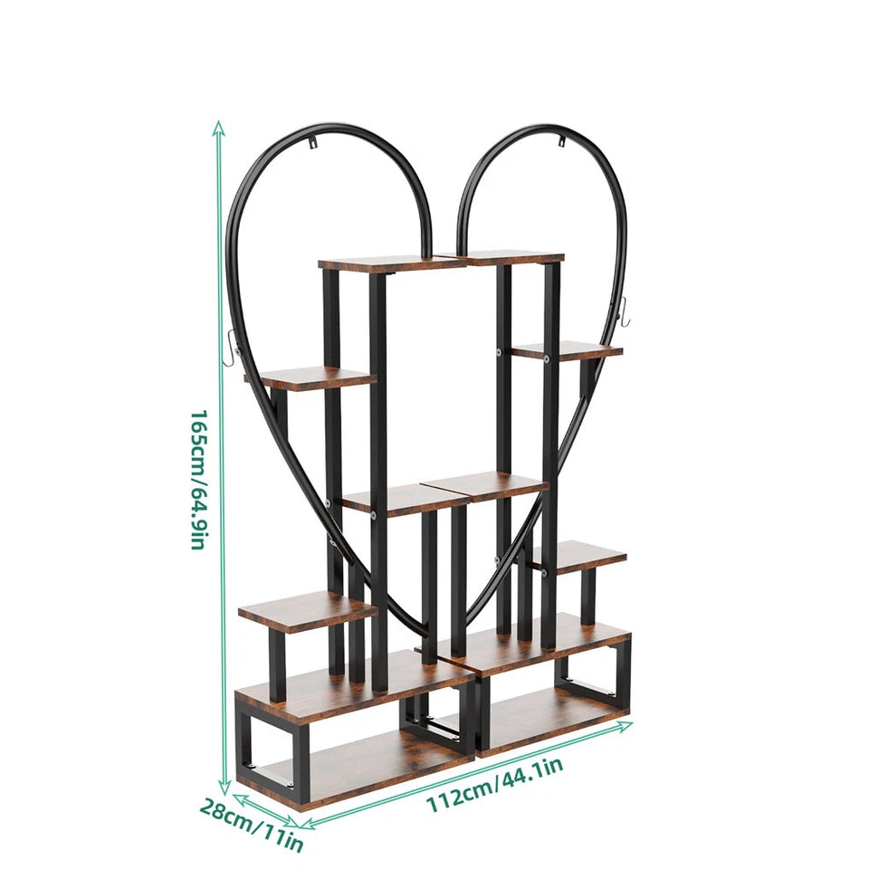 Large Heavy Duty Heart Design Metal Plant Stand