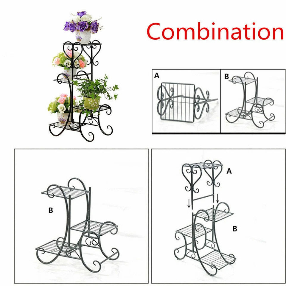 4-Pot Flower Rack for Home & Garden Decor