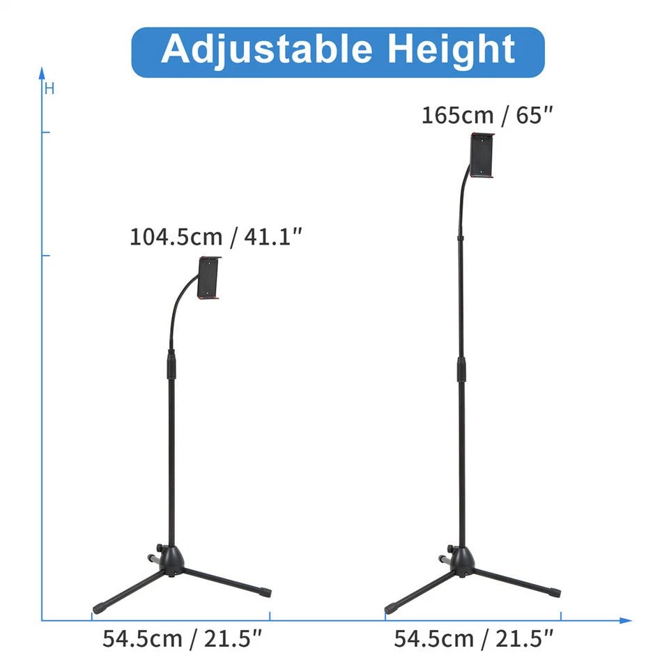 gooseneck-phone-floor-stand-cell-phone-tripod-holder-360-degree-adjustable-black