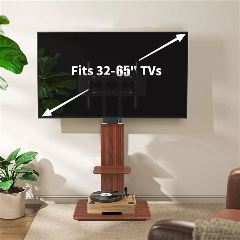 TV Floor Stand with 5 Level Height Adjustment for Up to 65 Inch