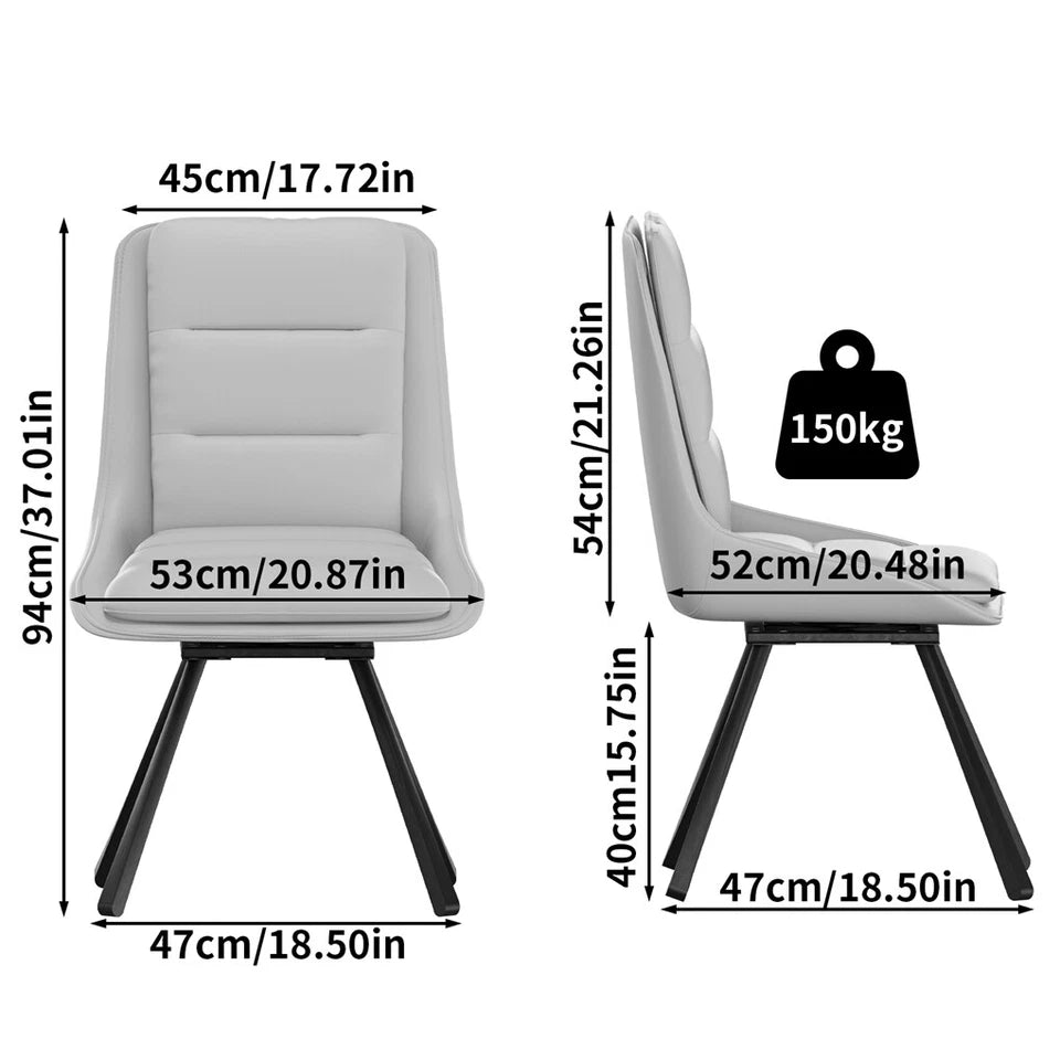 Light Grey 360 Swivel Dining Chairs Set of 2 with Ergonomic High Back