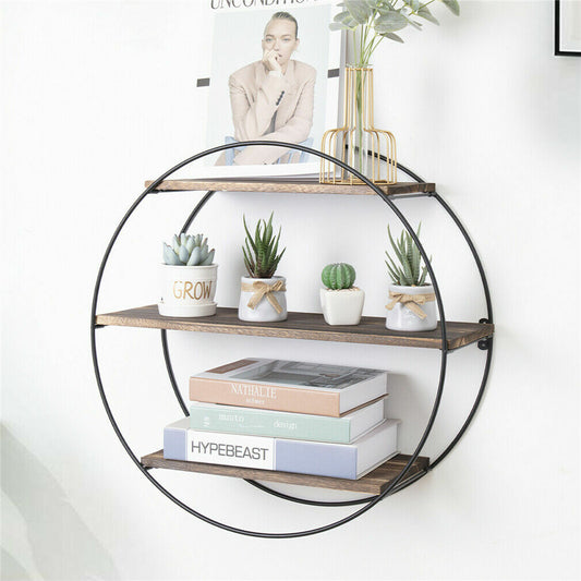 Buy 3-Layer Floating Wooden Shelves with Iron Frame – AU