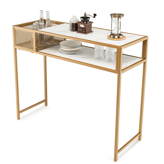 Shop 2-Tier Console Table with Gold Frame in Australia
