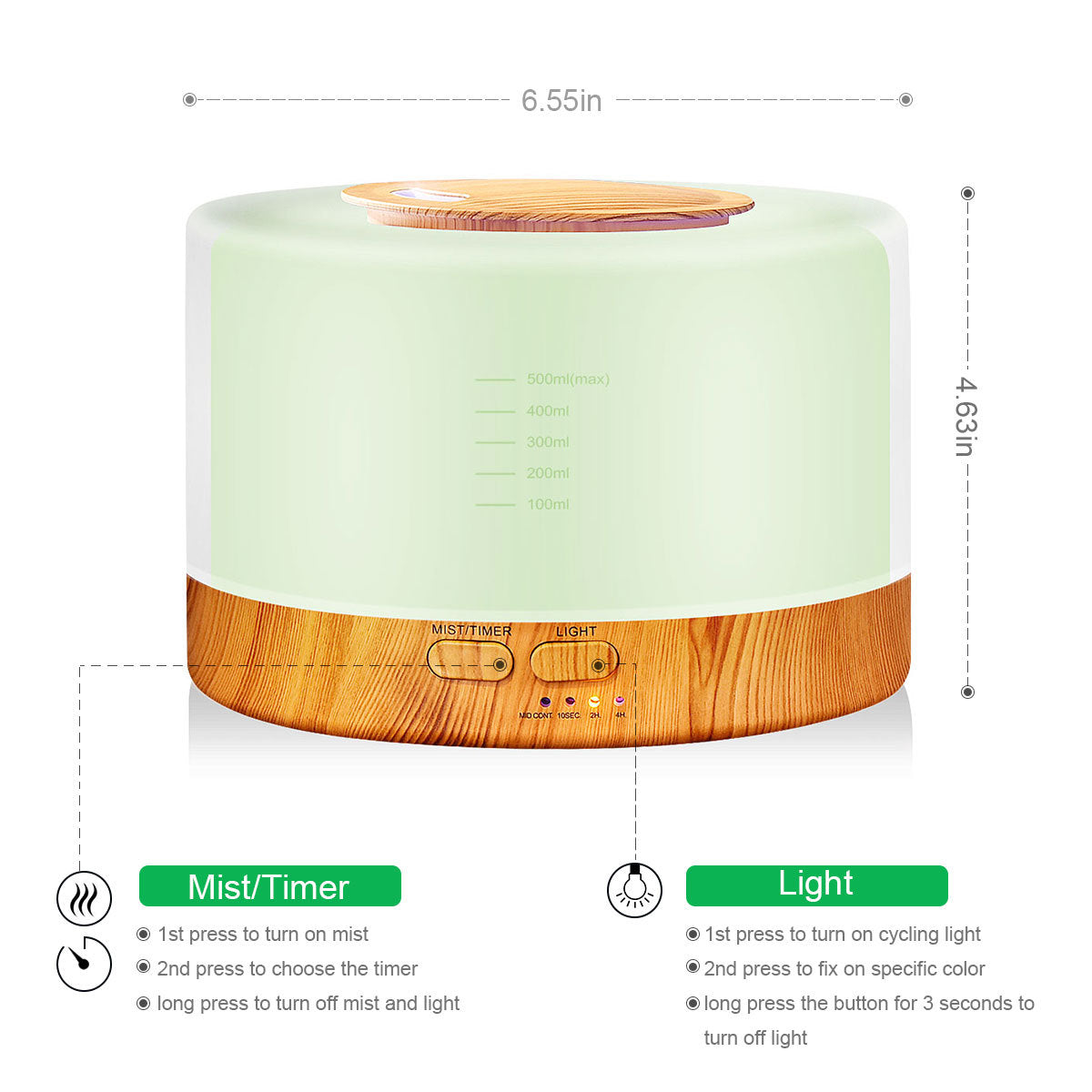 700ml Electric Aroma Diffuser with 7 Colour LED Light & Remote Control