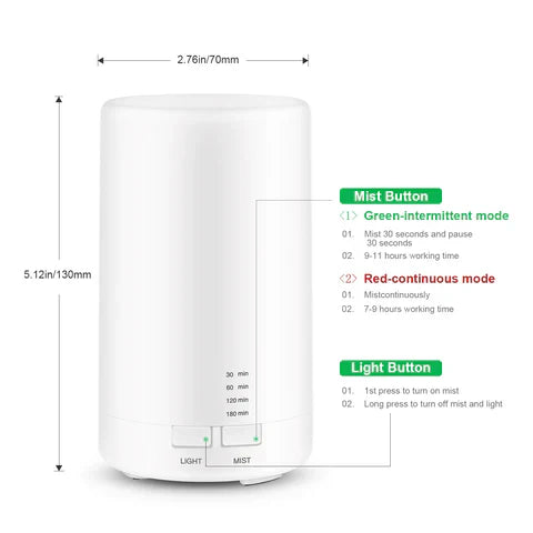 70ml Electric Aroma Diffuser with 7 Colour LED Light Changing