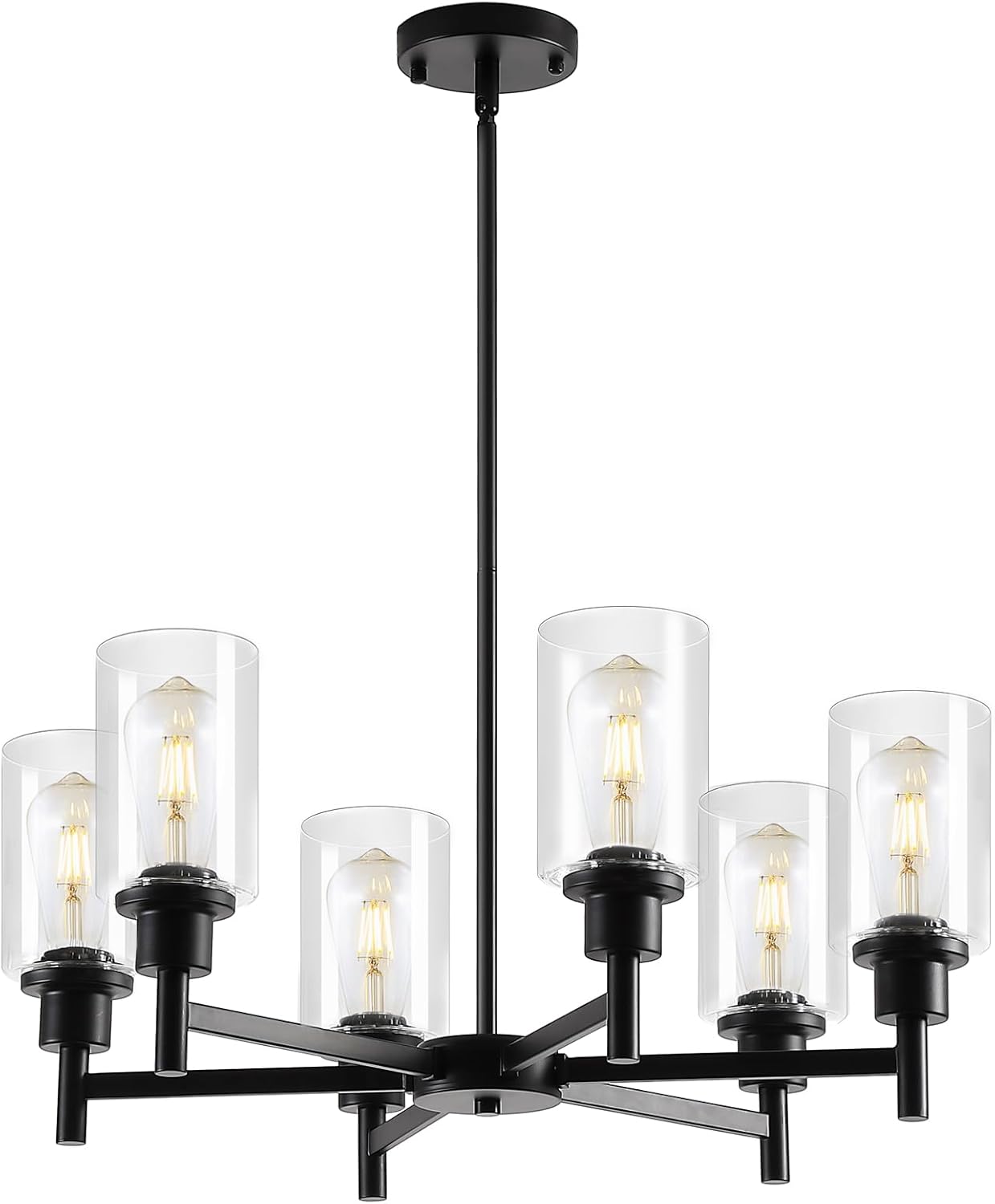 Industrial Black Metal 6-Light Pendant Lamp