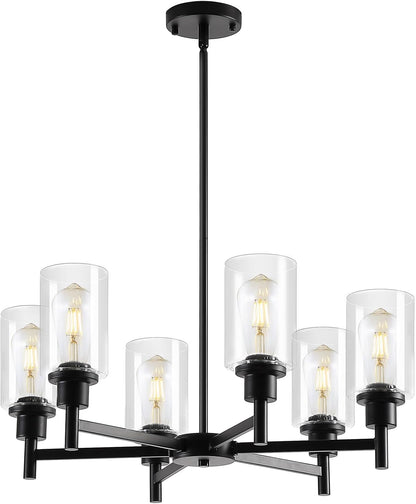 Industrial Black Metal 6-Light Pendant Lamp