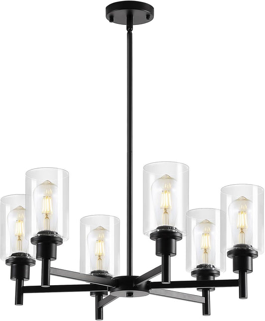 Industrial Black Metal 6-Light Pendant Lamp