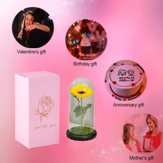 Shop Glass Eternal Sunflower with LED Light – Unique Gift