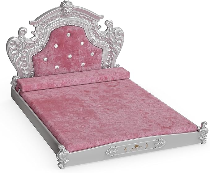 Baroque Pet Sofa with Velvet & Headboard(Pink)