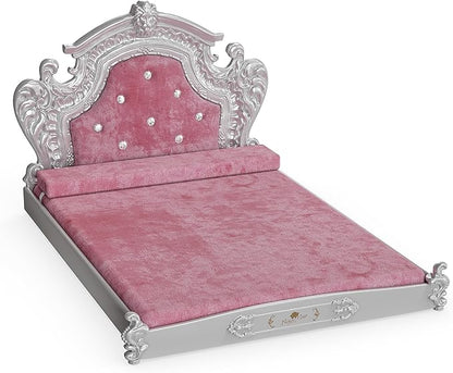 Baroque Pet Sofa with Velvet & Headboard(Pink)