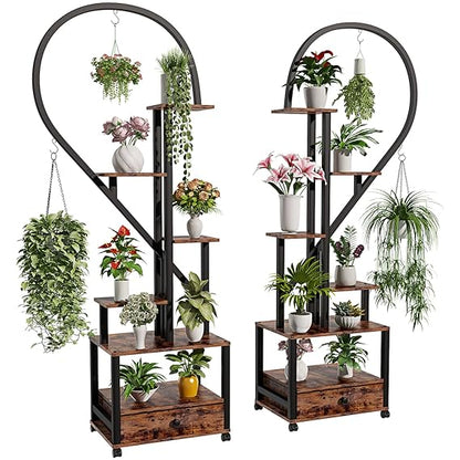 Half Heart Shape 6-Tier Indoor Outdoor Plant Stand