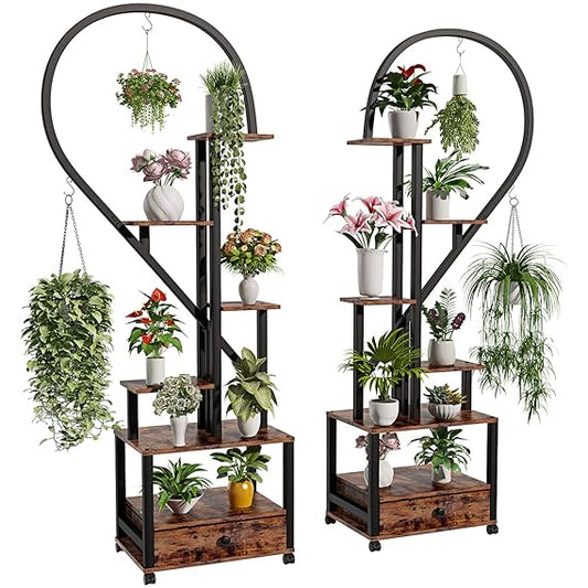 Half heart shape 6-tier indoor outdoor plant stand