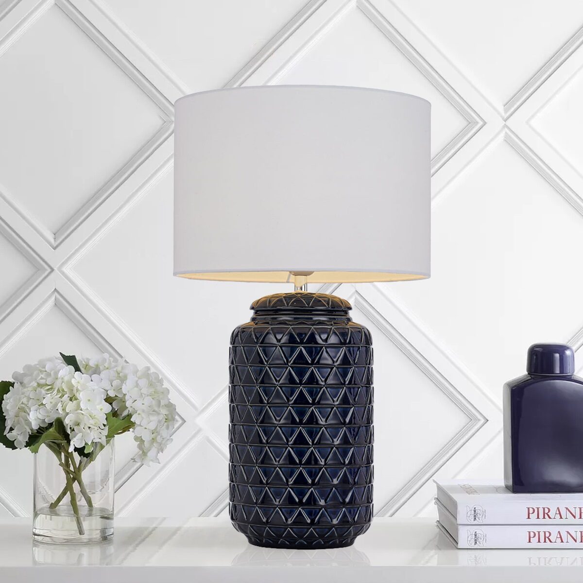 TFS CERAMIC TABLE LAMP 25wE27max D:300 H:530 BLUE/WHITE