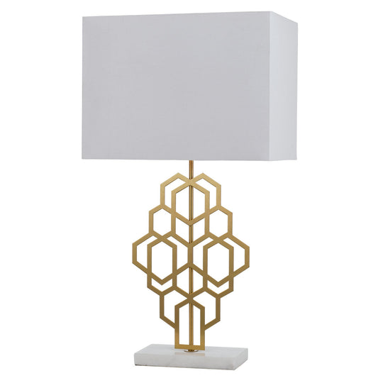 TFS TABLE LAMP 25wE27max D:400 H:720 Inline Switch(LRG) WHITE / ANTIQUE GOLD