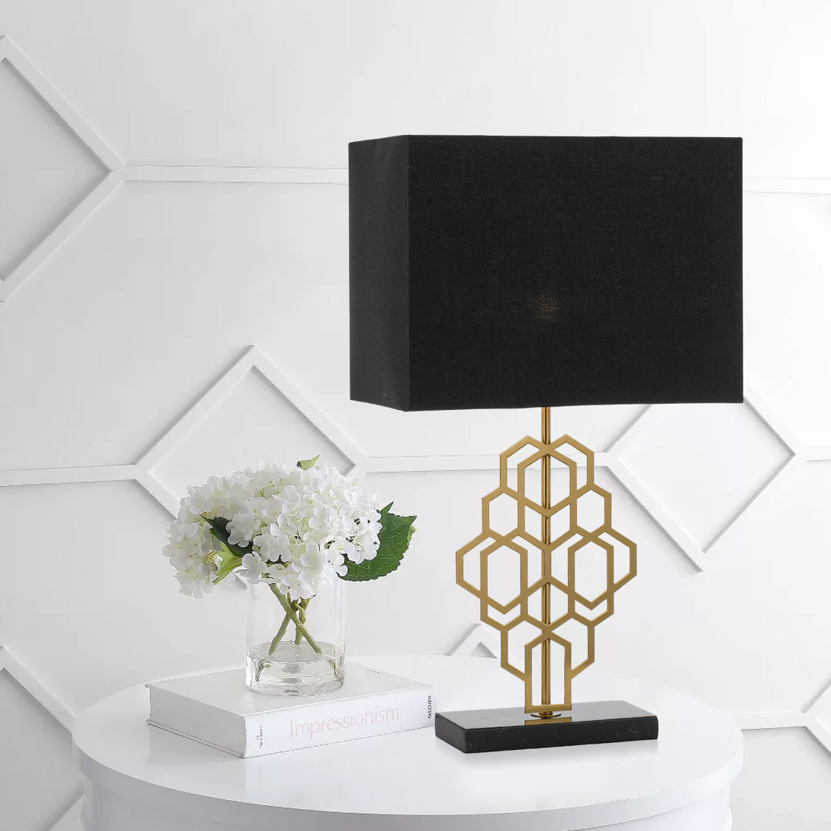 TFS TABLE LAMP 25wE27max D:340 H:590 Inline Switch(SML) BLACK / ANTIQUE GOLD
