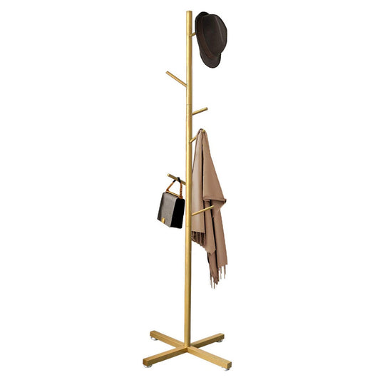 Gold Coat & Hat Hanging Stand – Clothes Hanger Rack & Tree Organizer