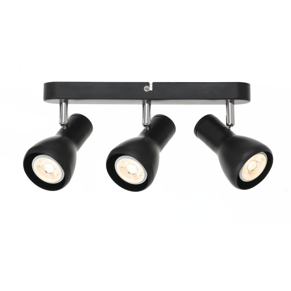 TFS LED SPOT 3 D:72 3x6wGU10max BASE: 480x60x25 BLACK/CHROME globe not inclu