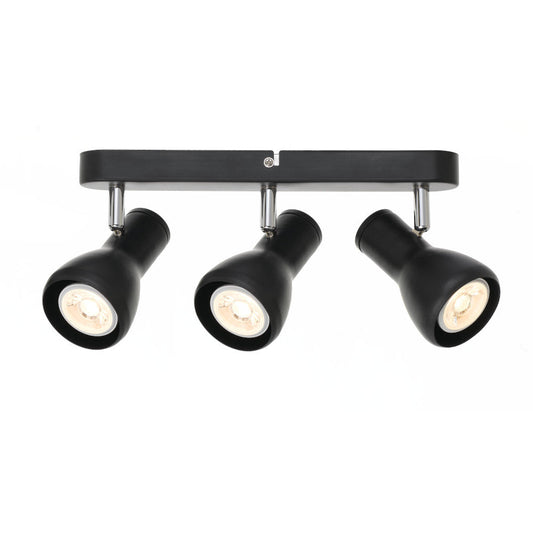 TFS LED SPOT 3 D:72 3x6wGU10max BASE: 480x60x25 BLACK/CHROME globe not inclu
