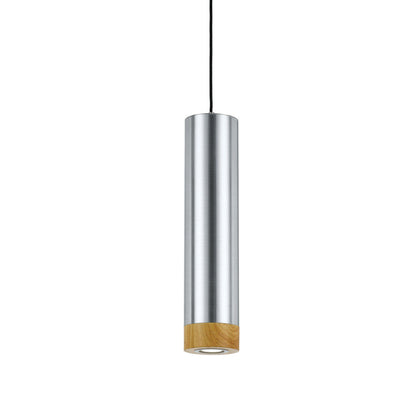TFS PENDANT 5wGU10LED dim D:120 H:500 2.0cab ALUM/SILVER/OAK -3000K 500Lm