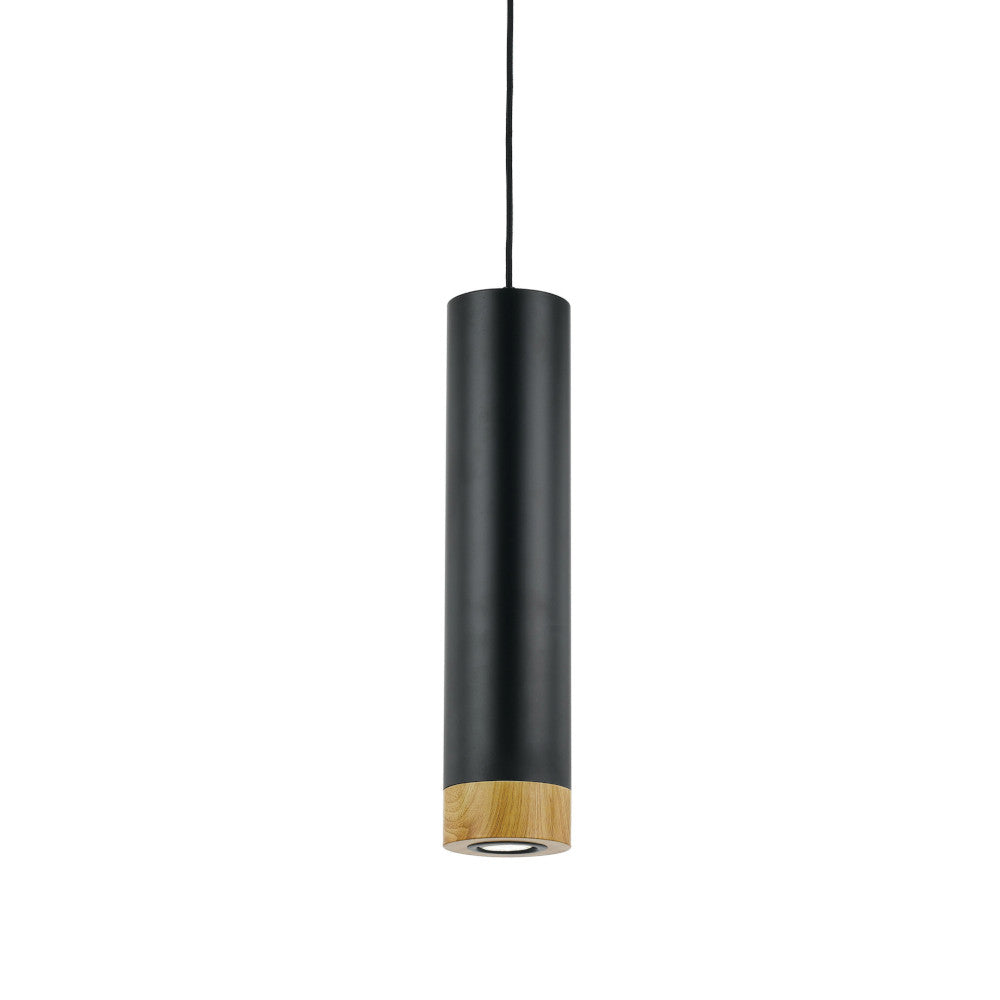 TFS PENDANT 5wGU10LED dim D:120 H:500 2.0cab BLACK/BLACK/OAK -3000K 500Lm