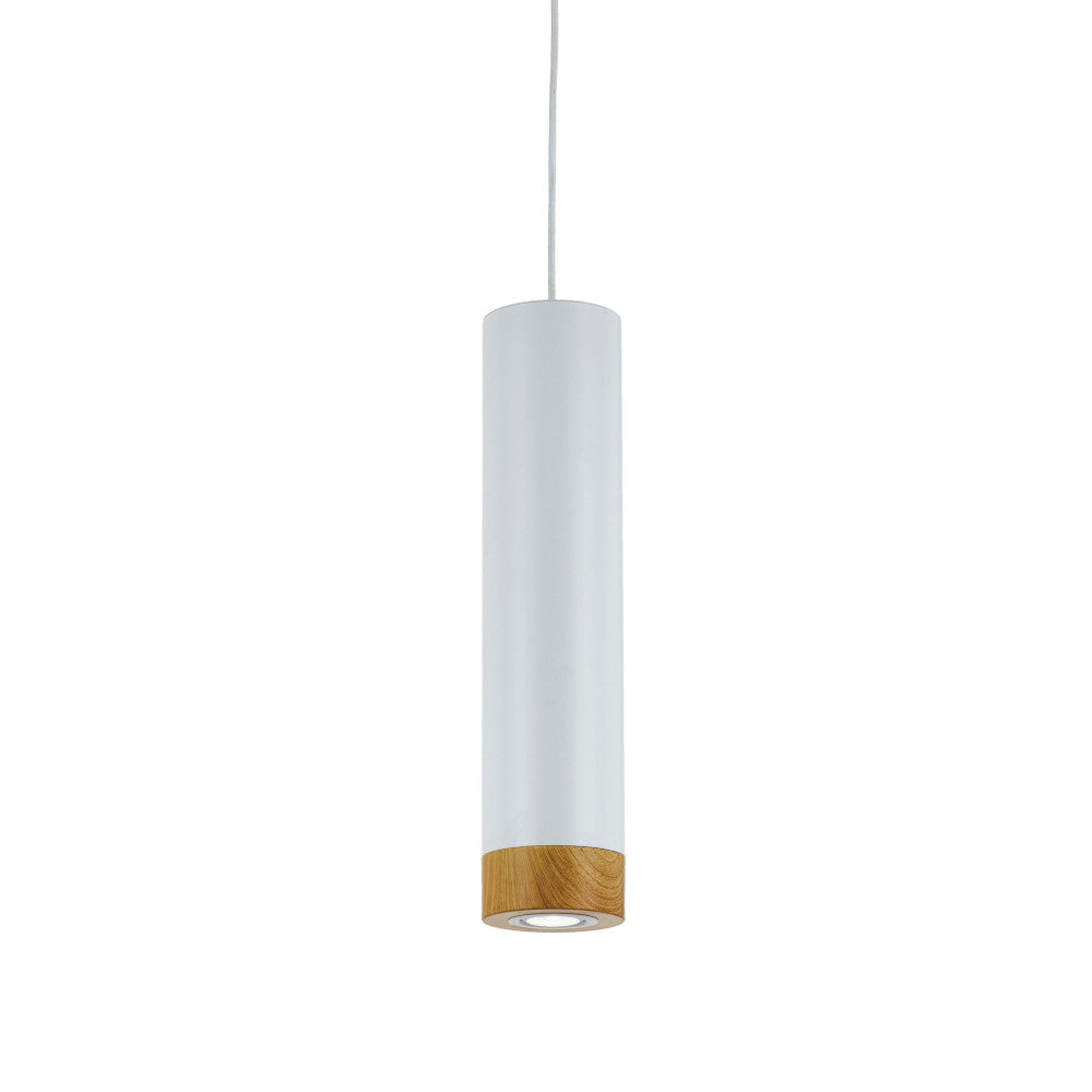 TFS PENDANT 5wGU10LED dim D:120 H:500 2.0cab WHITE/WHITE/OAK -3000K 500Lm