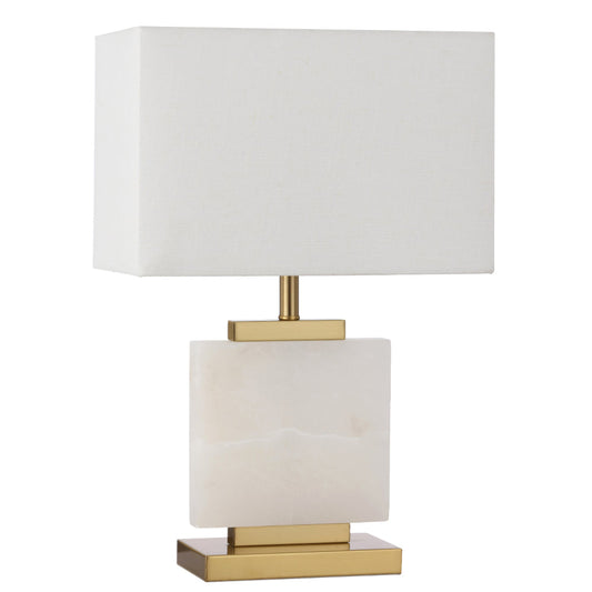 TFS TABLE LAMP 25wE27max L330 W190 H530 INLINE SWT ANT GOLD/WHITE MARBLE