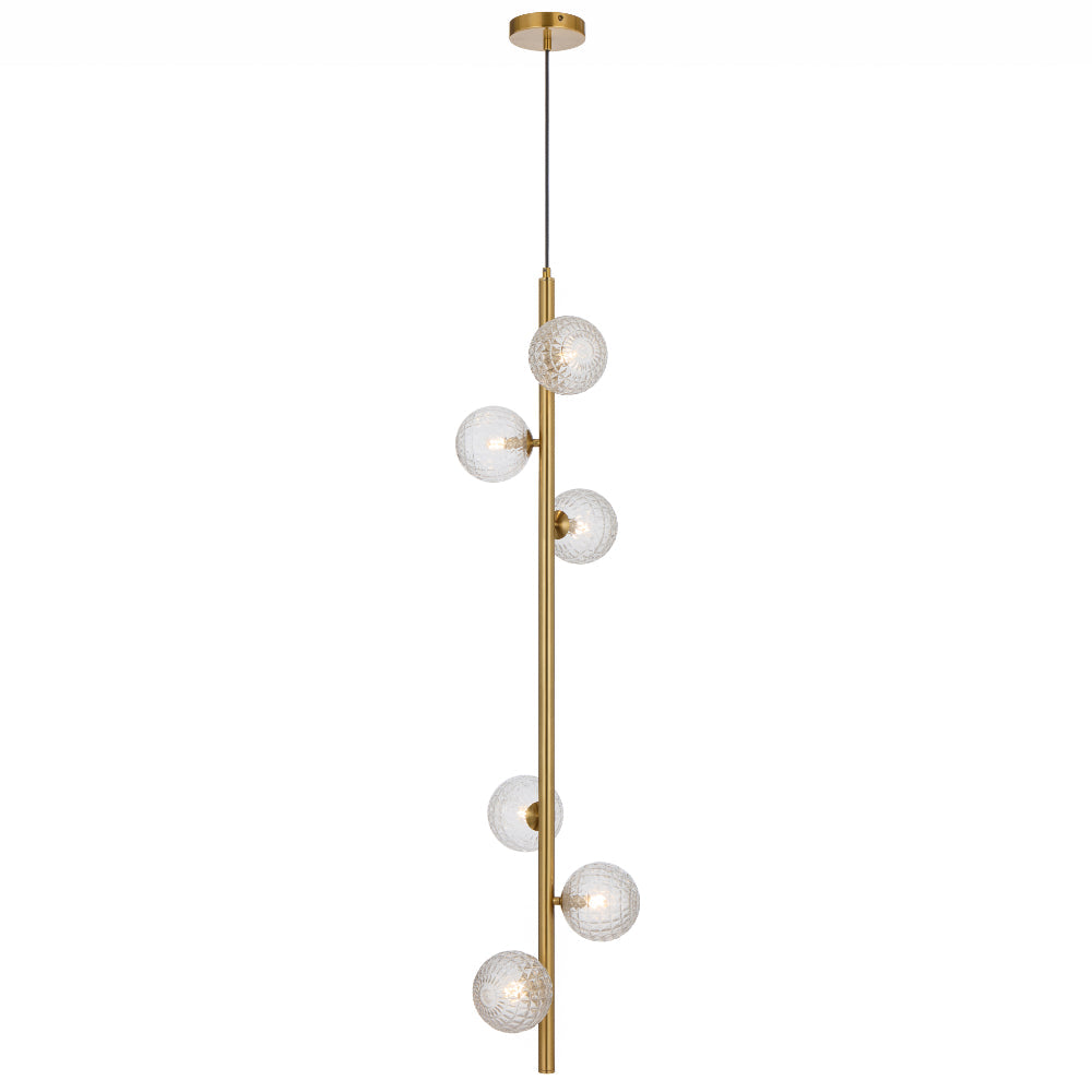 TFS 6 LT PENDANT 6x6wG9max KIT L1200 W265 H265 TEX 2m ANT GOLD/ CLEAR PRISM PATTERN