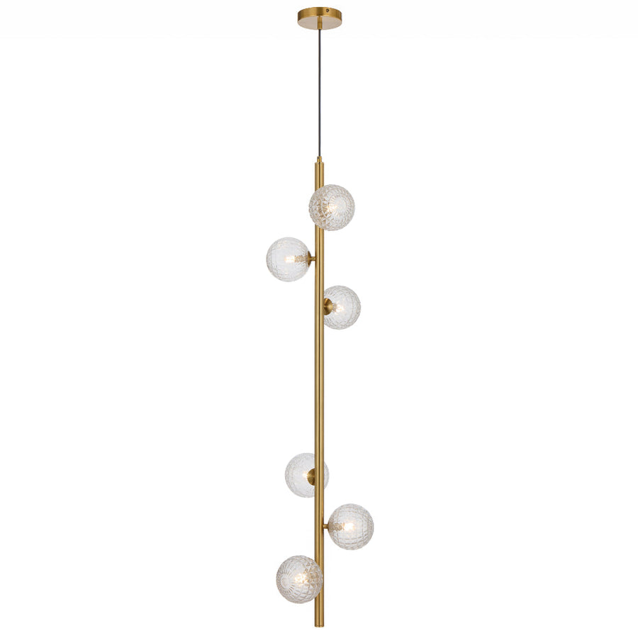 TFS 6 LT PENDANT 6x6wG9max KIT L1200 W265 H265 TEX 2m ANT GOLD/ CLEAR PRISM PATTERN