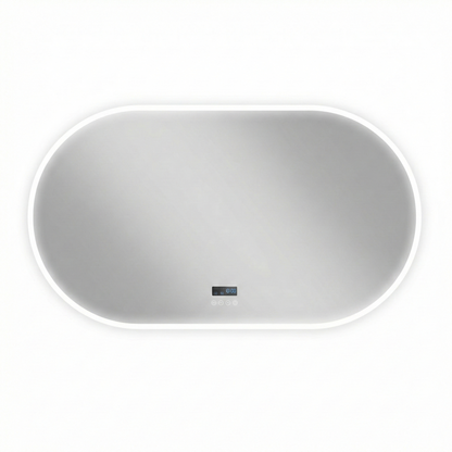 Silver Oval Bluetooth LED Bathroom Mirror