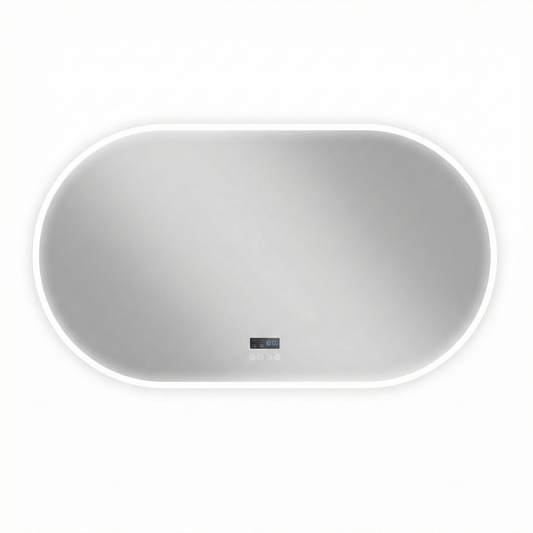 Silver Oval Bluetooth LED Bathroom Mirror