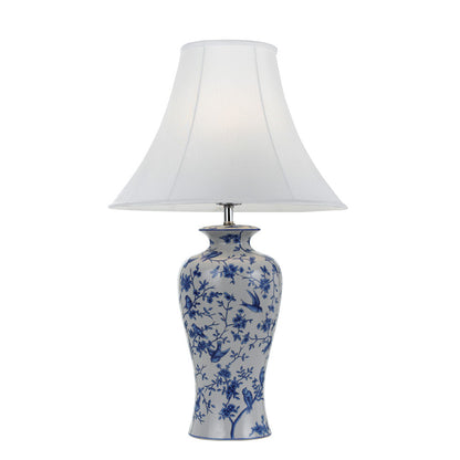 TFS CERAMIC TABLE LAMP 40wE27max D:400 H:600 BLUE FLOWER / WHITE
