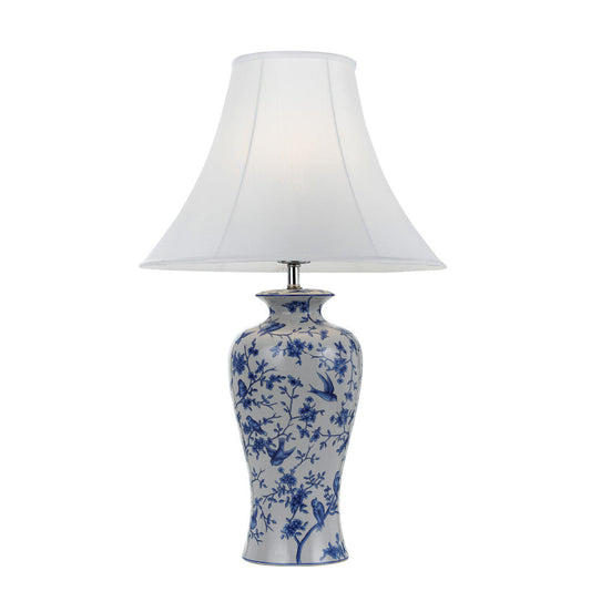 TFS CERAMIC TABLE LAMP 40wE27max D:400 H:600 BLUE FLOWER / WHITE