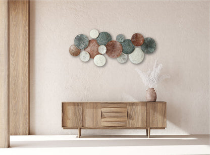 Textured Circles Metal Wall Art in Rustic Tones with Modern Layered Geometric Design