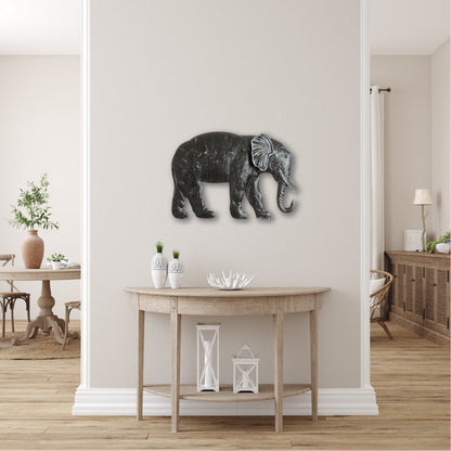 Pair of Elephant Metal Wall Art with Intricate Detailing and Nature-Inspired Decorative Design